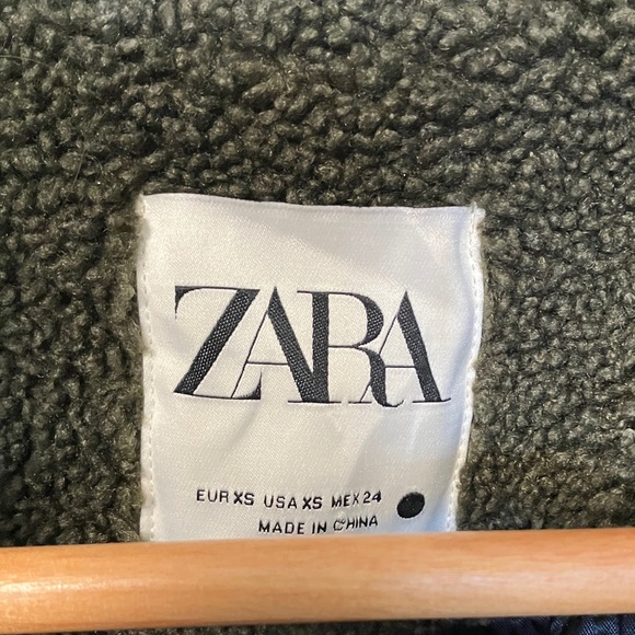 Zara Olive Army Green Fleece Jacket Coat - Picture 2 of 6